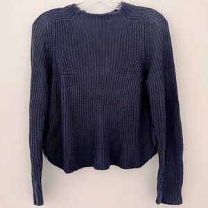 American Apparel mock neck cropped knit sweater in navy size small